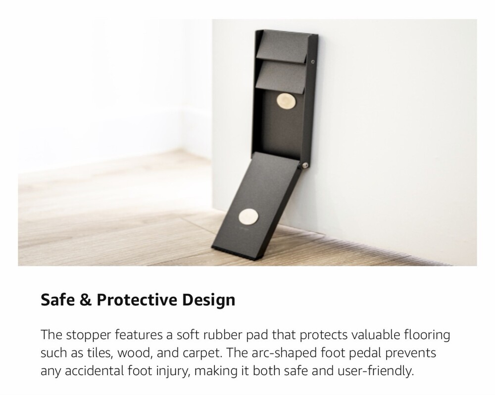 MONOFLAT One Touch Kickdown Door Stopper Heavy Duty Adhesive Aluminum